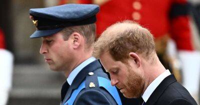 Fans 'sobbing' as William and Harry fight back tears behind Queen's coffin - www.ok.co.uk - Charlotte