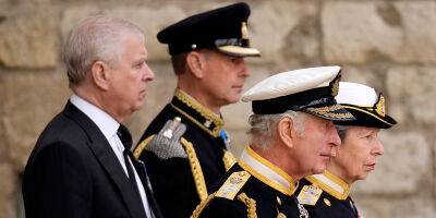 King Charles, Princess Anne, Prince Edward & Prince Andrew Stand Together at Queen's Funeral - www.justjared.com - London - county Andrew - Charlotte - county Prince Edward