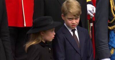 Sweet moment Charlotte reminds brother George to bow at Queen's coffin - www.ok.co.uk - Britain - Charlotte