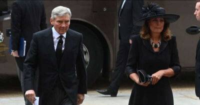 Carole and Michael Middleton arrive for Queen Elizabeth's funeral - www.msn.com - Britain - county Hall - county Door - Charlotte