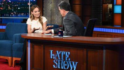 Olivia Wilde Dismisses ‘Spitgate’ and Other ‘Don’t Worry Darling’ Drama with Stephen Colbert (Video) - thewrap.com - New York - county Pine