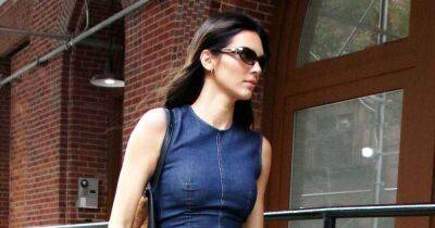 Kendall Jenner Is the Picture of Fall in a Skintight Denim Dress and Sleek Pointed Toe Boots - www.usmagazine.com - New York