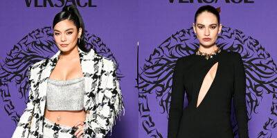 Vanessa Hudgens, Lily James, & More Celebs Add Star Power to Versace's Front Row in Milan (Photos) - www.justjared.com - Italy - county Mitchell - county Tate - county Bailey - Madison, county Bailey
