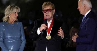 Sir Elton John awarded National Humanities Medal medal by Joe Biden for his work on ending AIDS - www.msn.com - Atlanta