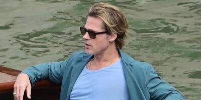 Brad Pitt Heads Out After Appearing at Venice Film Festival 2022 - www.justjared.com - Hollywood - Italy