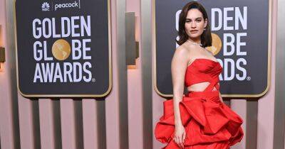 Lily James Fires Up the 2023 Golden Globes Red Carpet in Ruffled Scarlet Gown - www.usmagazine.com - county Anderson
