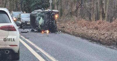 Car flips in horror crash on Scots road as man rushed to hospital - www.dailyrecord.co.uk - Scotland - Beyond