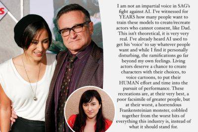 Robin Williams’ daughter Zelda slams ‘disturbing’ use of AI to recreate him - nypost.com - Hollywood
