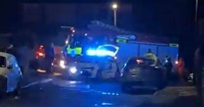 Police, fire crews and paramedics rush to scene of one-car crash - www.manchestereveningnews.co.uk - Manchester