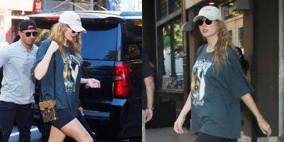 Buy Taylor Swift's NYC Recording Studio Outfit - Shopping Links for Shoes, Shirt, Hat & Bag! - www.justjared.com - New York - Manhattan - Kansas City
