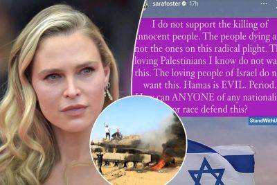 Sara Foster blasts those not supporting Israel amid Hamas war: ‘You are not human’ - nypost.com - California - county Foster - Israel - Palestine
