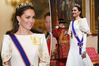 Kate Middleton stuns in rarely seen 100-year-old tiara at glittering state banquet - nypost.com - London - South Korea - Burma