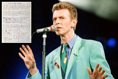 David Bowie handwritten lyrics could top $100K at auction - nypost.com - London