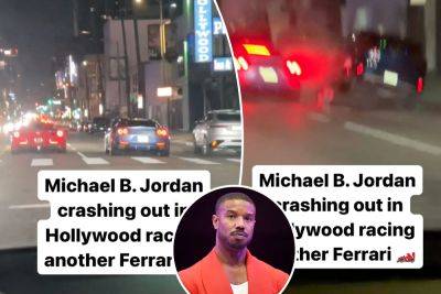 New video appears to show Michael B. Jordan racing another Ferrari before Hollywood crash - nypost.com - Los Angeles - Jordan