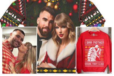 Taylor Swift and Travis Kelce AI-generated ugly Christmas sweaters warm Swifties’ hearts - nypost.com