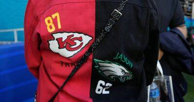 Donna Kelce Shows Off Split Super Bowl Outfit Supporting Sons Travis Kelce and Jason Kelce - www.usmagazine.com - Ohio - Philadelphia, county Eagle - county Eagle - Kansas City