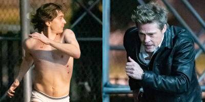 Brad Pitt Chases Down Underwear-Clad Austin Abrams on Set of 'Wolves' - www.justjared.com - New York