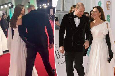 Kate Middleton gives Prince William a ‘love tap’ on BAFTA red carpet - nypost.com - county Hall
