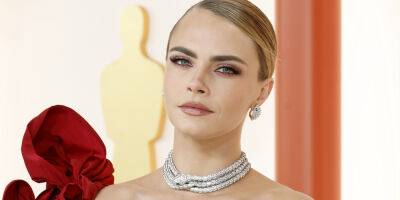 Cara Delevingne Flaunted Her Long Legs In Gorgeous Red Gown at Oscars 2023 - www.justjared.com - Hollywood