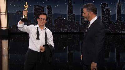 Ke Huy Quan Surprises Jimmy Kimmel to Keep the Oscar Victory Celebration Going - www.etonline.com