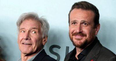 Jason Segel and Harrison Ford’s Matching Jumpsuits on ‘Shrinking’ Led to Perfect Wrap Gift With ‘Woof’ Name Tag: Details - www.usmagazine.com - county Harrison - county Ford