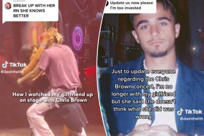 Man claims he broke up with girlfriend after she received lap dance from Chris Brown - nypost.com - Britain