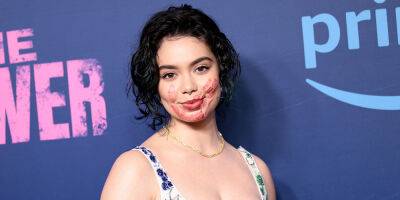Auli'i Cravalho Reveals The Reason For Red Handprint On Her Face at 'The Power' Premiere - www.justjared.com - London - county Power - Nigeria - county York - city Vancouver