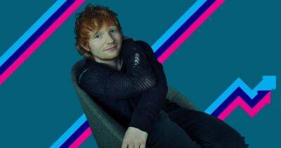 Ed Sheeran dances with his Eyes Closed to Number 1 on the Official Trending Chart - www.officialcharts.com - Britain - USA - Sweden - county Cross