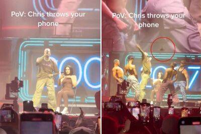 Chris Brown chucks fan’s phone during lap dance on stage - nypost.com - Germany - Berlin