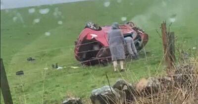 Car flips into field after Scots road crash as fleeing driver abandons motor - www.dailyrecord.co.uk - Scotland - Beyond