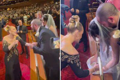 Adele signs newlyweds’ wedding dress after they attended her concert - nypost.com - Las Vegas