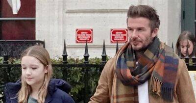 David Beckham holds hands with daughter Harper as fashionable family support Victoria in Paris - www.ok.co.uk - France - Paris - Dublin - county Harper - Victoria