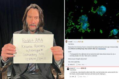 Keanu Reeves reacts to having fungus-killing bacteria named after him - nypost.com - USA - Germany