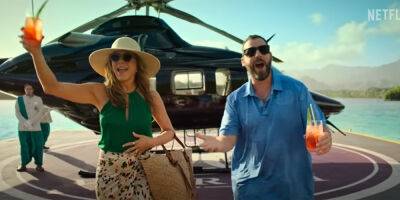 Jennifer Aniston & Adam Sandler Make A Grand Entrance to Paradise in 'Murder Mystery 2' Clip - Watch Now! - www.justjared.com - city Sandler