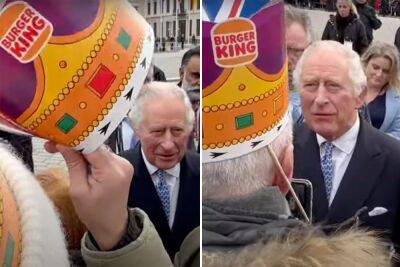 King Charles dodges Burger King crown given to him by fan on Germany tour - nypost.com - Britain - Germany - county Parker