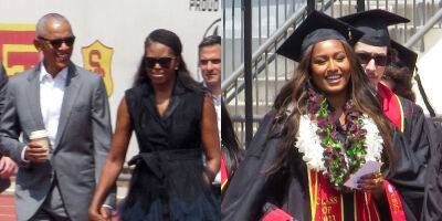 Sasha Obama Graduates from USC with Her Parents & Sister in the Audience (Photos) - www.justjared.com - Los Angeles - California