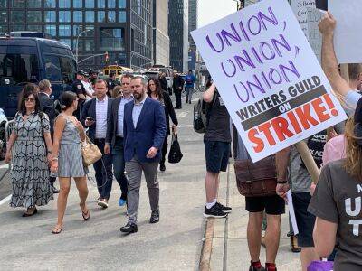 Dispatches From The WGA Picket Lines Day 15: Striking Writers Hit Disney At NY Upfronts, Where There’s A Bob Iger Sighting & At Studio In Burbank - deadline.com - New York - Los Angeles - city Burbank