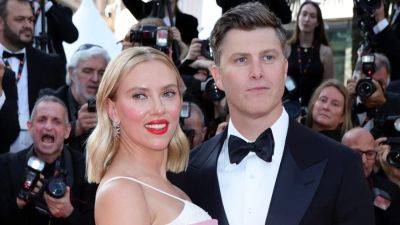 Scarlett Johansson and Colin Jost Are a Glamorous Duo in Rare Cannes Film Festival Red Carpet Sighting - www.etonline.com - France - county Bryan - county Fisher - county Dillon - county Stevens
