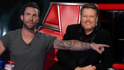 Adam Levine Jokes Blake Shelton Is 'Being Put Out to Pasture' on His Last 'Voice' Finale - www.etonline.com