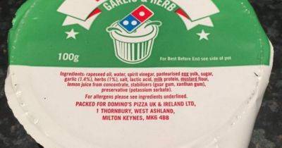 Domino's Pizza fans 'shocked' after learning calories in one garlic and herb dip - www.dailyrecord.co.uk - Beyond
