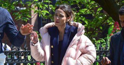 Michelle Keegan wears giant puffer coat during the hottest day of the year so far - www.ok.co.uk - Britain