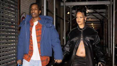 Rihanna Bares Baby Bump in Leather Mini-Skirt and Thigh-High Boots for Date Night With A$AP Rocky - www.etonline.com - New York