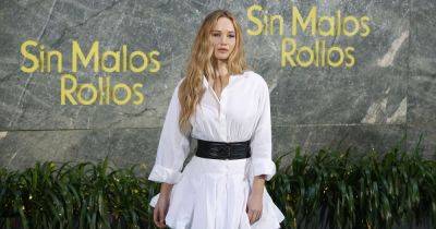 Jennifer Lawrence Wows in the Cutest Shirtdress and Belt Combo - www.usmagazine.com - Spain - city Madrid, Spain