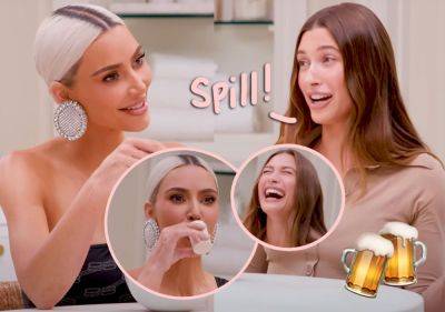 Kim Kardashian & Hailey Bieber Talk Mile High Club, 'Angry' Hookups, & More In Intimate 'Truth Or Shot' Game! Watch! - perezhilton.com