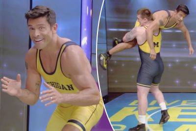 Mark Consuelos takes beatdown in awkward wrestling match on ‘Live with Kelly’ - nypost.com - county Mason - Michigan