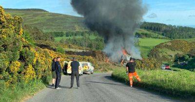 Lorry goes up in flames on Scots road as emergency services race to scene - www.dailyrecord.co.uk - Britain - Scotland - Beyond
