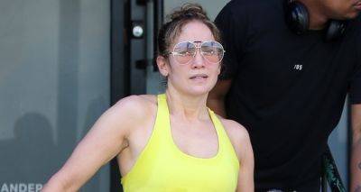 Jennifer Lopez Rocks Yellow Snakeskin Print Leggings for Morning Workout - www.justjared.com - city Studio