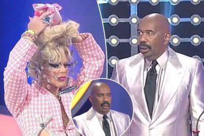Steve Harvey horrified as drag queen ‘Celebrity Family Feud’ guest pulls banana from hair: ‘I was just happy to see you’ - nypost.com