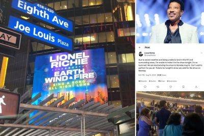 Lionel Richie outrages 20K fans after canceling Earth Wind & Fire’s MSG show an hour after start time due to weather: ‘Waiting all night long’ - nypost.com - New York - county Garden - state Connecticut - city Hartford