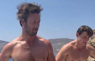 Glen Powell & Billy Magnussen Go Shirtless, Jump Off a Boat Together in Greece - www.justjared.com - Greece - county Powell
